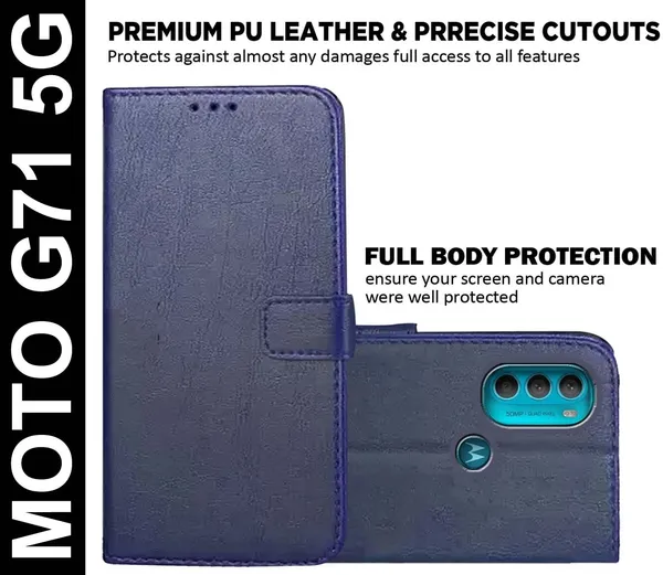 Blue_Artificial_Leather_Moto_G71_5G_Back_Cover