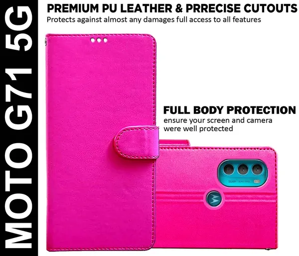 Pink_Artificial_Leather_Moto_G71_5G_Back_Cover