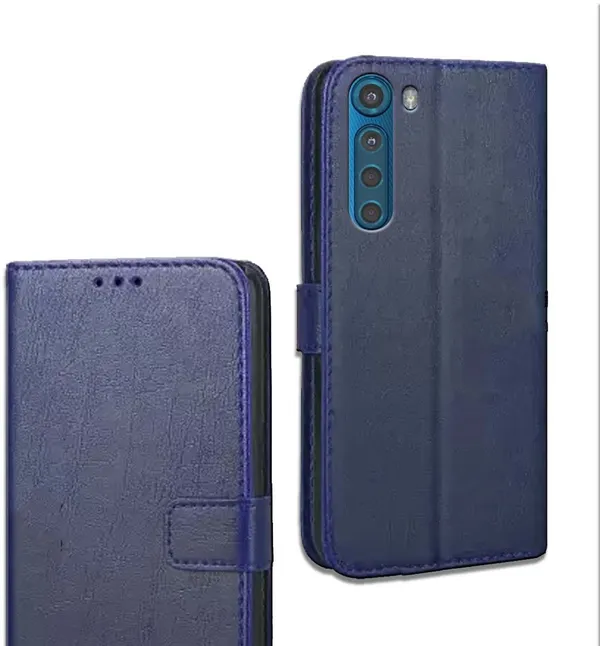 Blue_Leather_Motorola_Moto_One_Fusion_Plus_Flip_Cover