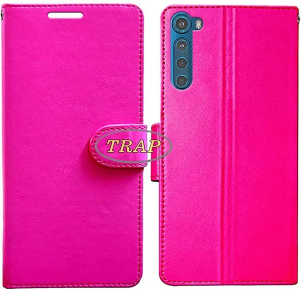 Pink_Artificial_Leather_Moto_One_Fusion_Plus_Back_Cover