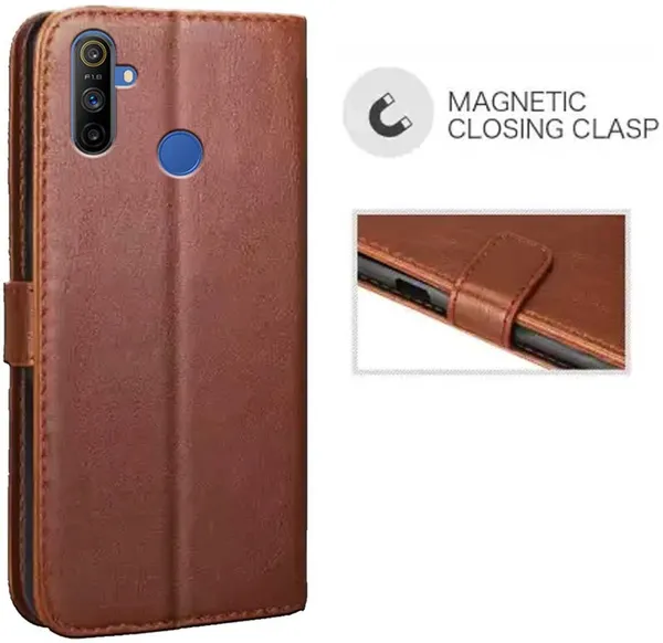 Brown_Artificial_Leather_Narzo_10A_Flip_Cover