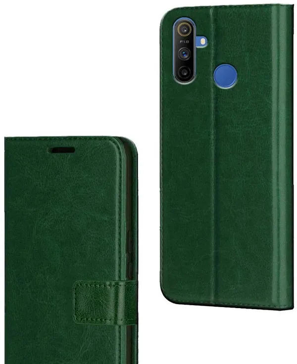 Green_Artificial_Leather_Narzo_10A_Flip_Cover
