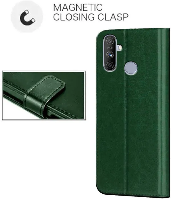 Green_Artificial_Leather_Narzo_20A_Flip_Cover
