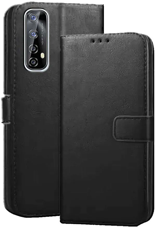 Black_Artificial_Leather_Realme_Narzo_30_Pro_Flip_Cover