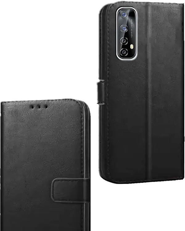 Black_Artificial_Leather_Realme_Narzo_30_Pro_Flip_Cover