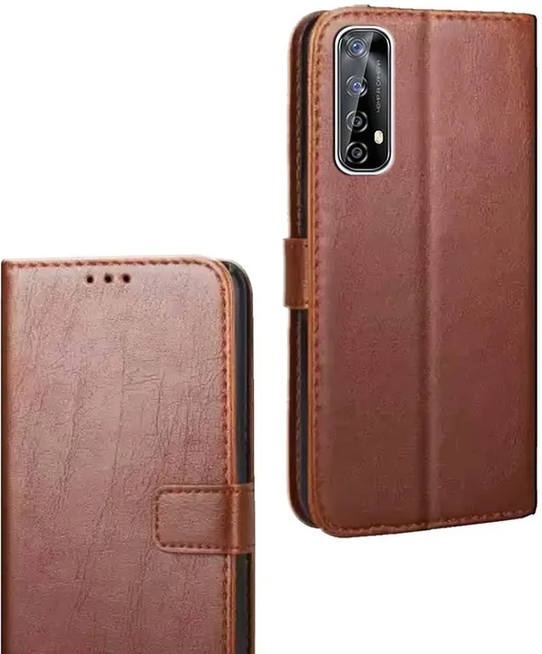 Brown_Artificial_Leather_Realme_Narzo_30_Pro_Flip_Cover