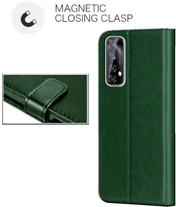 Green_Artificial_Leather_Realme_Narzo_30_Pro_Flip_Cover