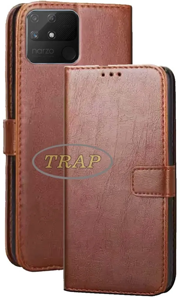 Brown_Artificial_Leather_Narzo_50A_Back_Cover