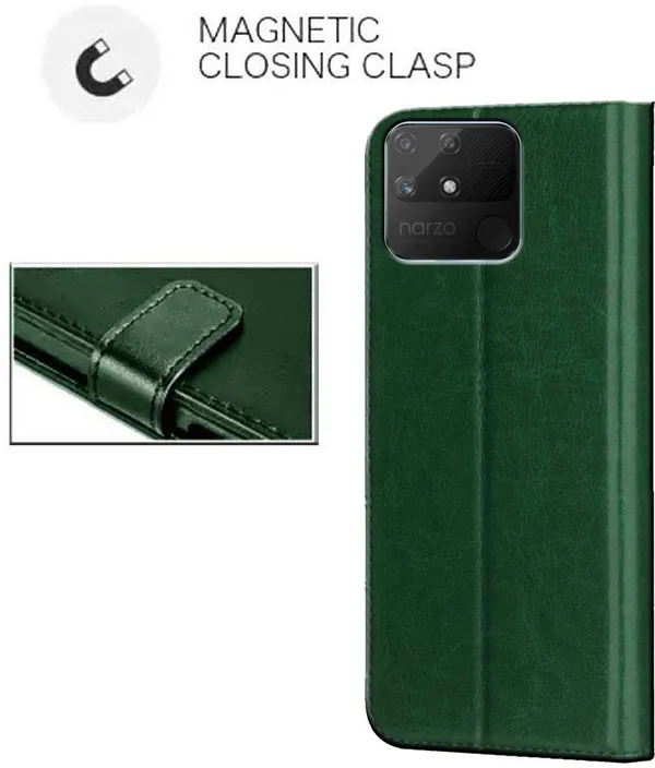 Green_Artificial_Leather_Narzo_50A_Back_Cover
