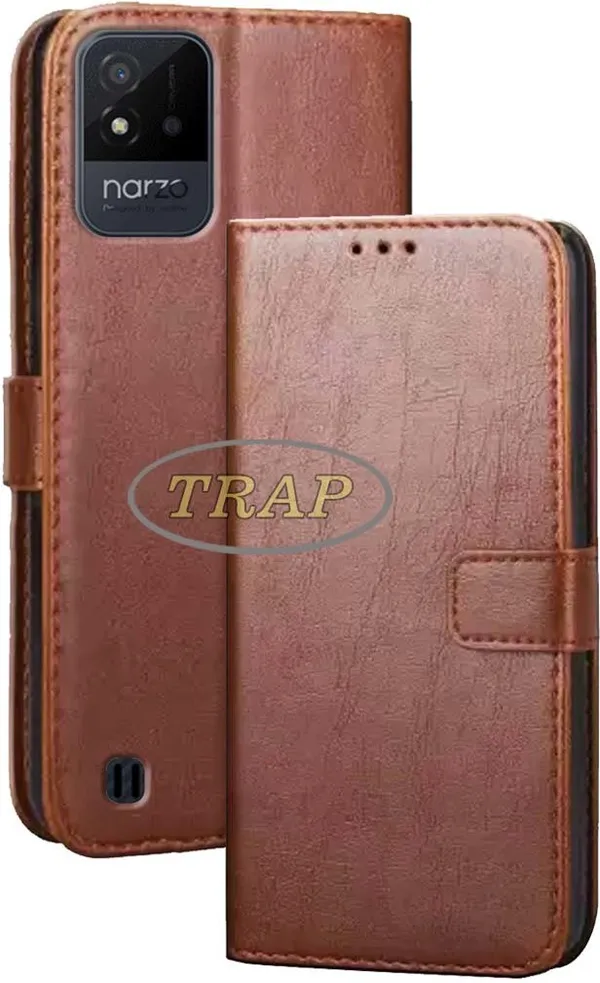Brown_Artificial_Leather_Narzo_50i_Back_Cover