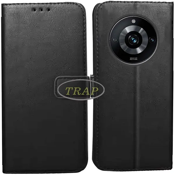 Black_Artificial_Leather_Realme_Narzo_60_Pro_5G_Flip_Cover
