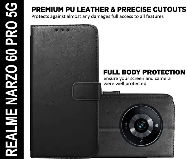 Black_Artificial_Leather_Realme_Narzo_60_Pro_5G_Flip_Cover