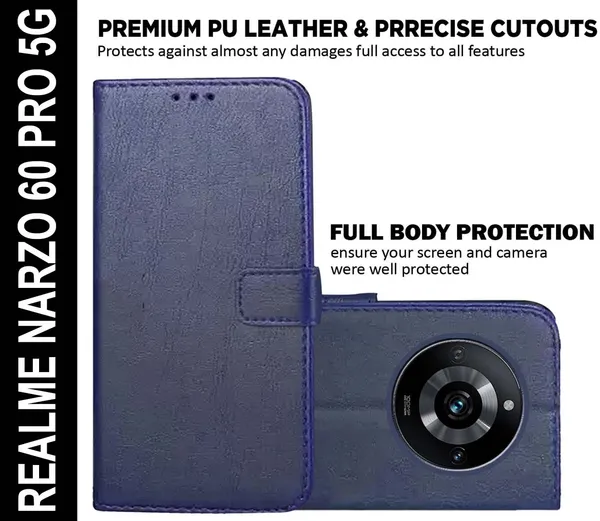 Blue_Artificial_Leather_Realme_Narzo_60_Pro_5G_Flip_Cover