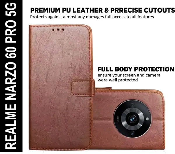 Brown_Artificial_Leather_Realme_Narzo_60_Pro_5G_Flip_Cover