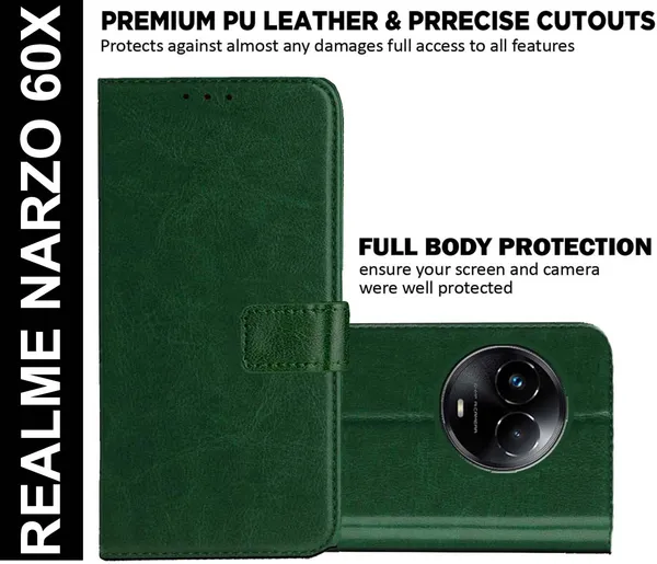 Green_Artificial_Leather_Realme_Narzo_60X&C67&Realme_11X_Back_Cover