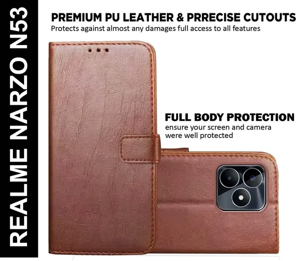 Brown_Artificial_Leather_Realme_Narzo_N53_Back_Cover