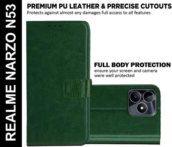 Green_Artificial_Leather_Realme_Narzo_N53_Back_Cover