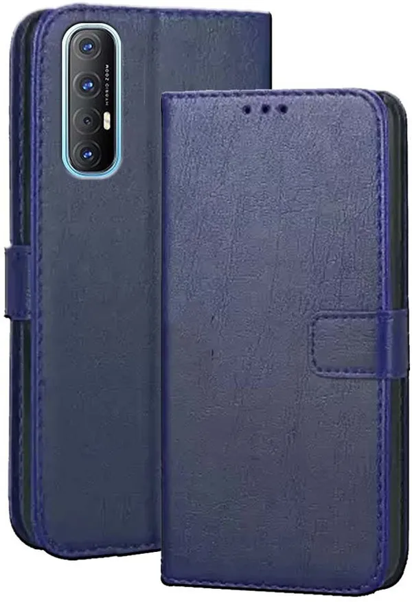 Blue_Artificial_Leather_Oppo_Reno_3_Pro_Flip_Cover