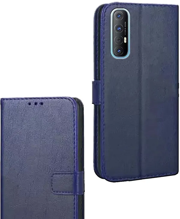 Blue_Artificial_Leather_Oppo_Reno_3_Pro_Flip_Cover
