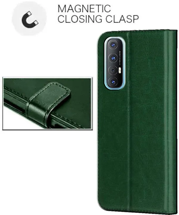 Green_Artificial_Leather_Oppo_Reno_3_Pro_Flip_Cover