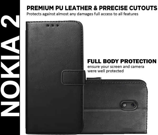 Black_Artificial_Leather_Nokia_2_Flip_Cover