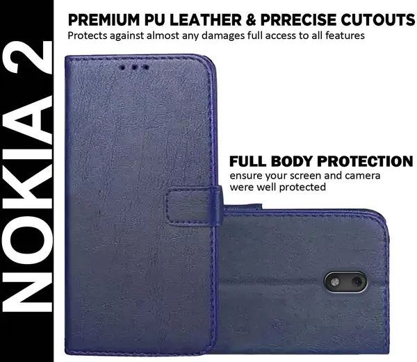 Blue_Artificial_Leather_Nokia_2_Flip_Cover