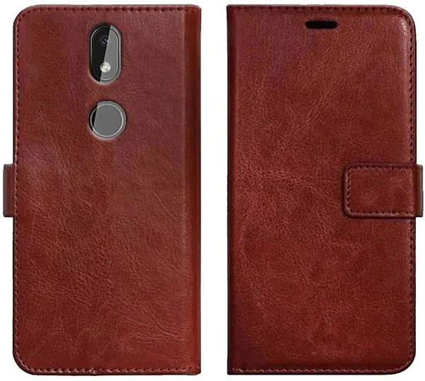 Brown_Leather_Nokia_3.2_Flip_Cover