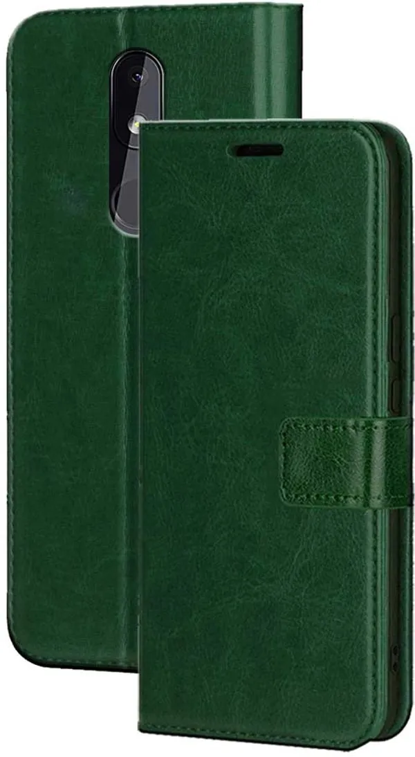 Green_Artificial_Leather_Nokia_3.2_Flip_Cover