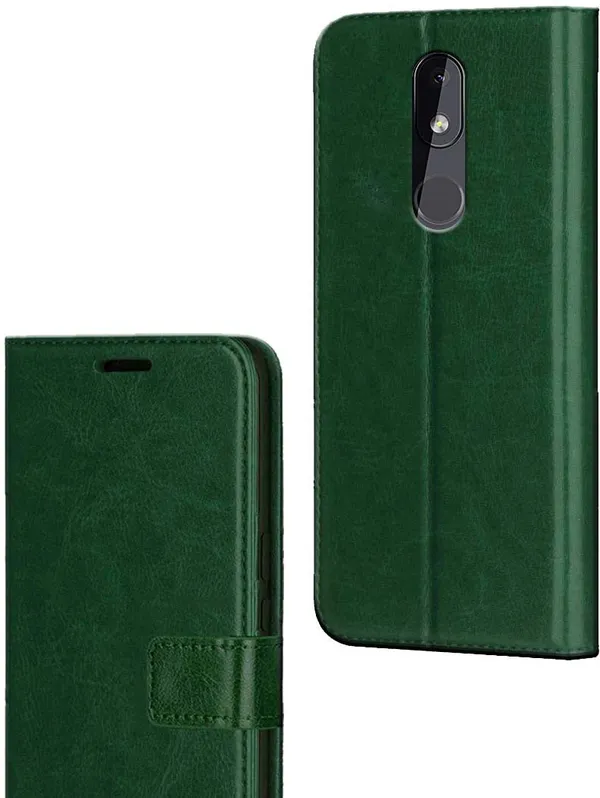 Green_Artificial_Leather_Nokia_3.2_Flip_Cover