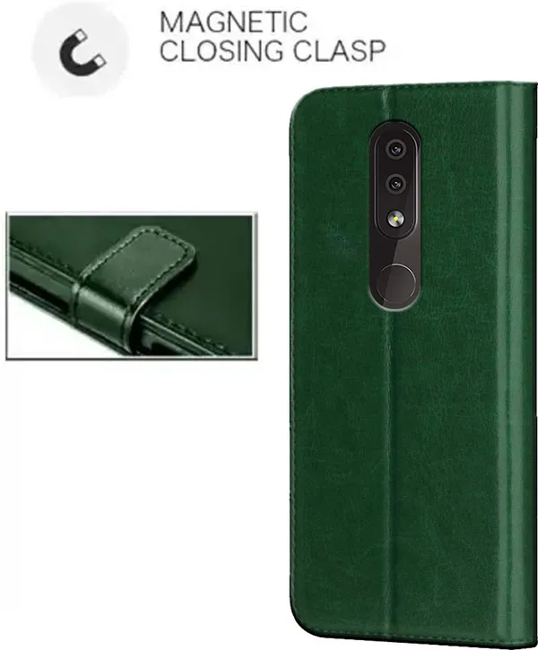 Green_Artificial_Leather_Nokia_3.2_Flip_Cover