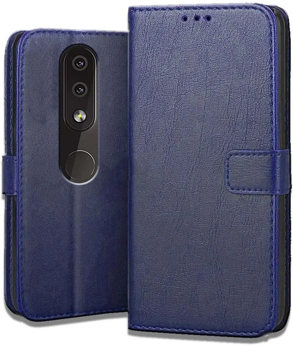 Blue_Leather_Nokia_4.2_Flip_Cover