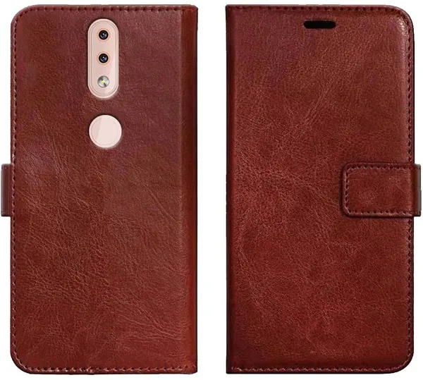 Brown_Leather_Nokia_4.2_Flip_Cover