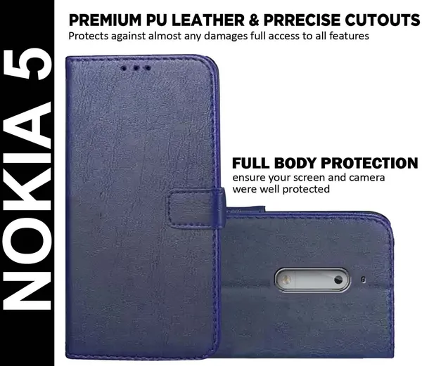 Blue_Artificial_Leather_Nokia_5_Back_Cover