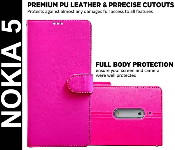Pink_Artificial_Leather_Nokia_5_Back_Cover