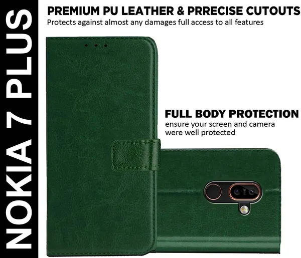 Green_Artificial_Leather_Nokia_7_Plus_Flip_Cover
