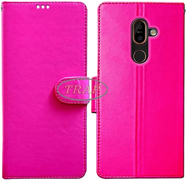 Pink_Artificial_Leather_Nokia_7_Plus_Flip_Cover