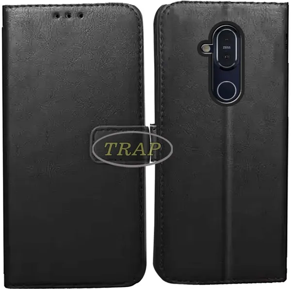 Black_Artificial_Leather_Nokia_8.1_Flip_Cover