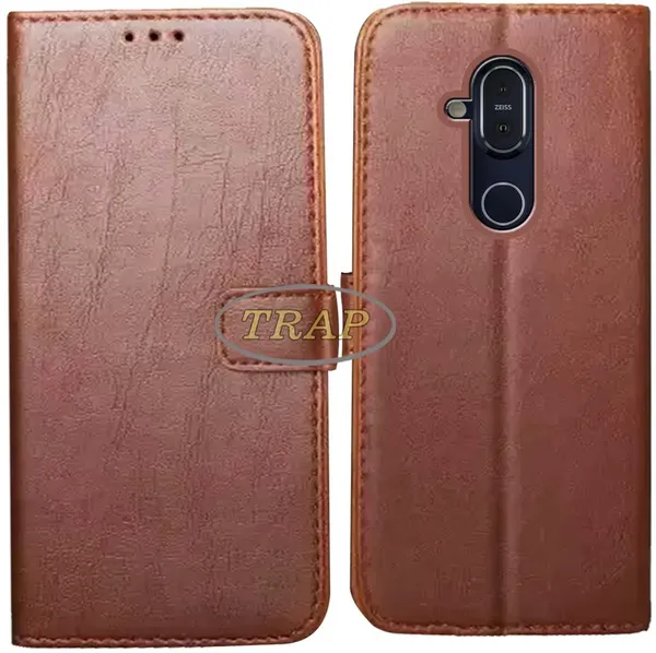 Brown_Artificial_Leather_Nokia_8.1_Flip_Cover