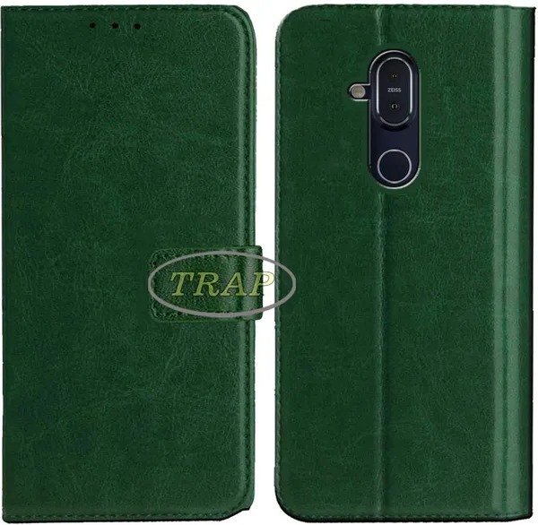 Green_Artificial_Leather_Nokia_8.1_Flip_Cover