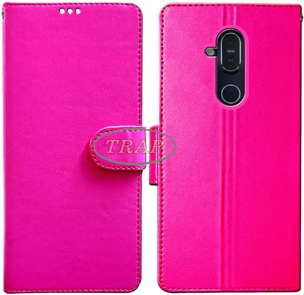 Pink_Artificial_Leather_Nokia_8.1_Flip_Cover