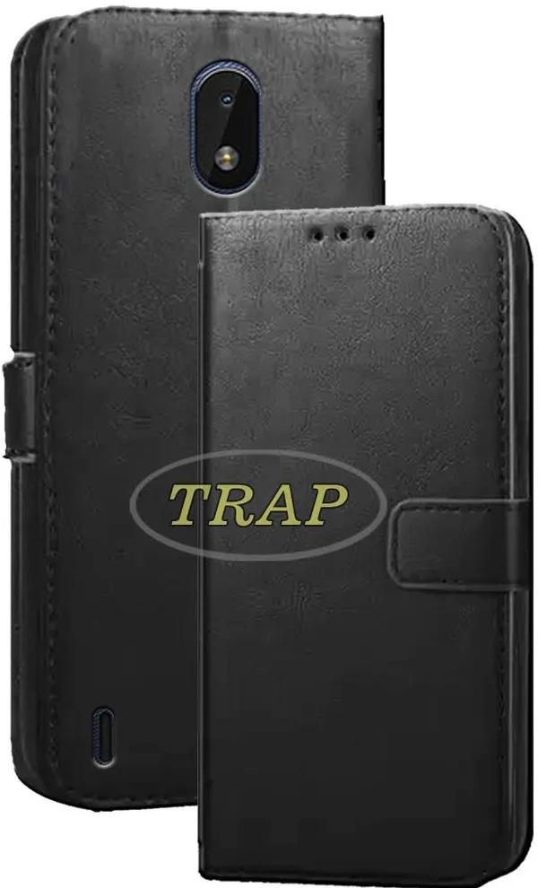 Black_Artificial_Leather_Nokia_C01_Plus_Back_Cover