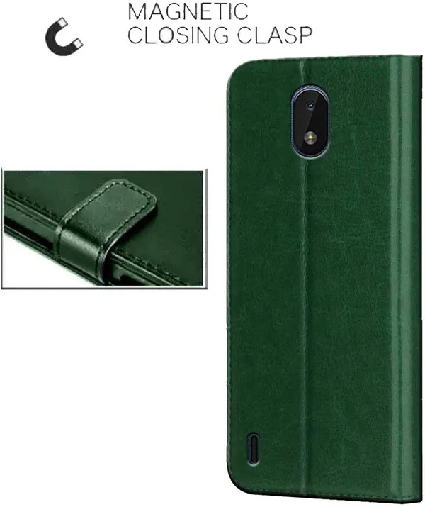 Green_Artificial_Leather_Nokia_C01_Plus_Back_Cover