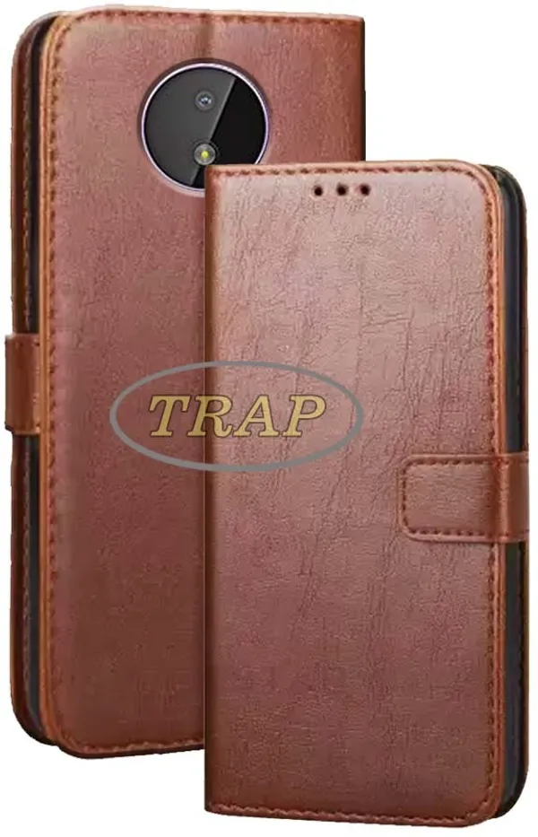 Brown_Artificial_Leather_Nokia_C10_Flip_Cover