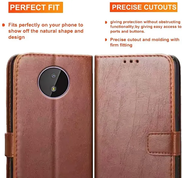 Brown_Artificial_Leather_Nokia_C10_Flip_Cover