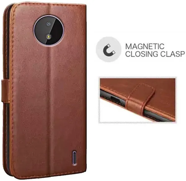 Brown_Artificial_Leather_Nokia_C10_Flip_Cover