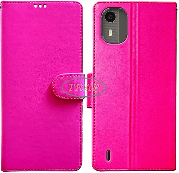 Pink_Artificial_Leather_Nokia_C12_Pro_Back_Cover