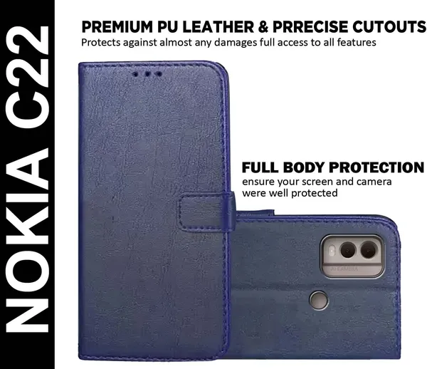 Blue_Artificial_Leather_Nokia_C22_Back_Cover