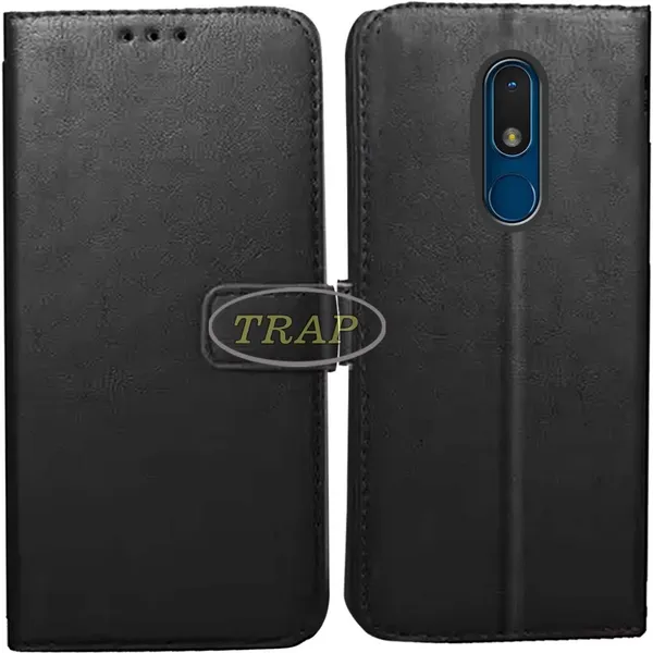 Black_Artificial_Leather_Nokia_C3_Back_Cover