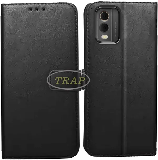 Black_Artificial_Leather_Nokia_C32_Back_Cover