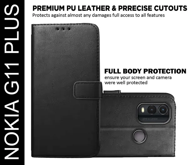Black_Artificial_Leather_Nokia_G11_PLUS_Back_Cover